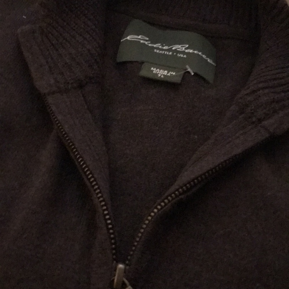 NWOT. Men’s 1/2 Zip long Sleeve sweater. Size Large Tall. Chocolate Brown - Picture 2 of 4